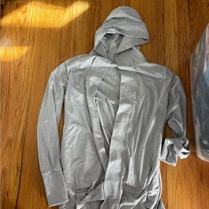 Light Gray Hooded Cardigan athleta size small